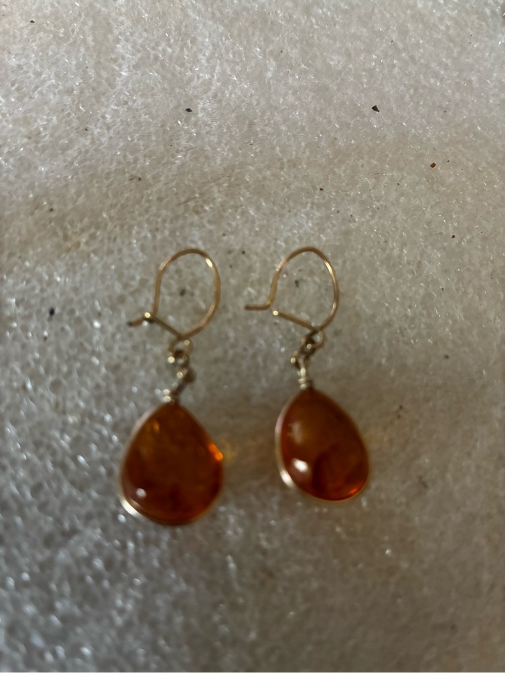 Gold Drop Amber Teardrop Earrings - Women Jewelry